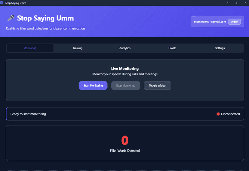 Start recording your meeting or speaking practice